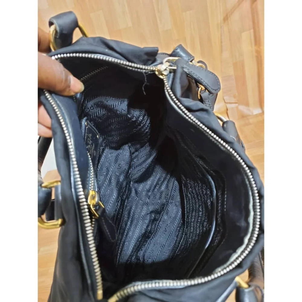 Authentic Prada Convertible Satchel Tessuto & Leather Bag